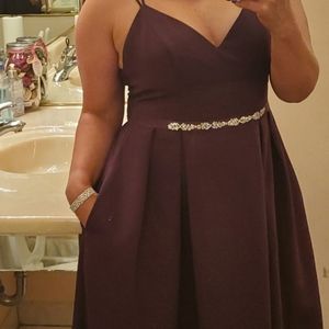 faille bridesmaid ball gown with jewel sash